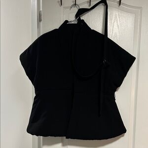 Elegant Black Women's belted Quilt Jacket